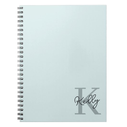 Modern Aqua Blue Monogram Script Notitieboek (Voorkant)