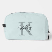 Modern Aqua Blue Monogram Script Toilettasje (Voorkant)