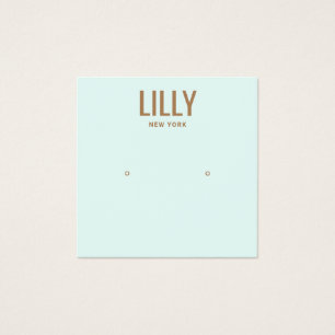 Modern Aqua Blue Stud Earning Display Card Vierkante Visitekaartjes