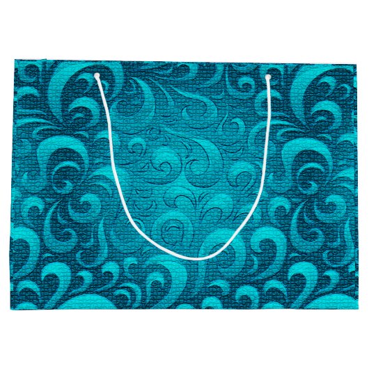 Modern Aqua Blue Trendy Groot Cadeauzakje (Achterkant)