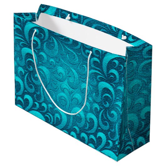 Modern Aqua Blue Trendy Groot Cadeauzakje (Achterkant Gekanteld)