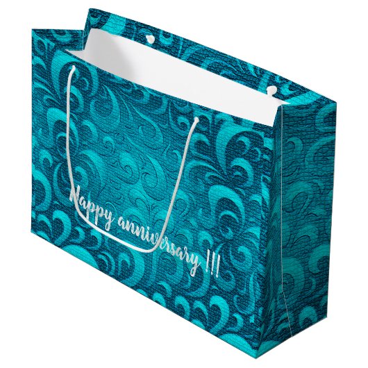 Modern Aqua Blue Trendy Groot Cadeauzakje (Voorkant Gekanteld)