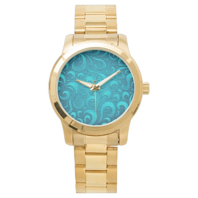 Modern Aqua Blue Trendy Horloge (Voorkant)
