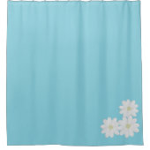 Modern Aqua Blue White Daisy Motif Shower Curtain Douchegordijn (Voorkant)