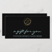 Modern Aqua Business Logo Cadeaubon (Voorkant / Achterkant)