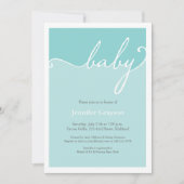 Modern Aqua Calligraphy Script Baby shower Kaart (Voorkant)