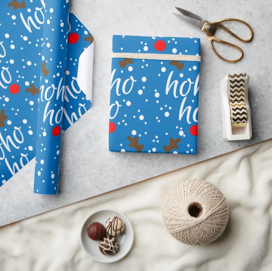 Modern Aqua Christmas "Ho-Ho-Ho" Script Cadeaupapier (Crafts)