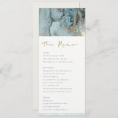 MODERN AQUA DUSKY BLUE GOLD AGATE WEDDING MENU (Voorkant / Achterkant)