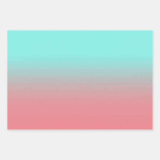 Modern Aqua en Coral Gradient Inpakpapier Vel (Voorkant)