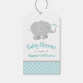 Modern Aqua en Grey Elephant Boy Baby shower Cadeaulabel (Voorkant)