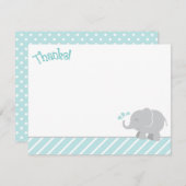 Modern Aqua en Grey Elephant Boy Baby shower Notitiekaartje (Voorkant / Achterkant)