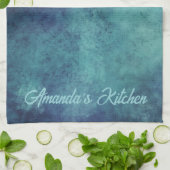 Modern Aqua en Paars Abstract Theedoek (Gevouwen)