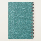 Modern Aqua Glitter Girly Personalized Planner (Achterkant)