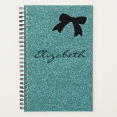Modern Aqua Glitter Girly Personalized Planner (Voorkant)