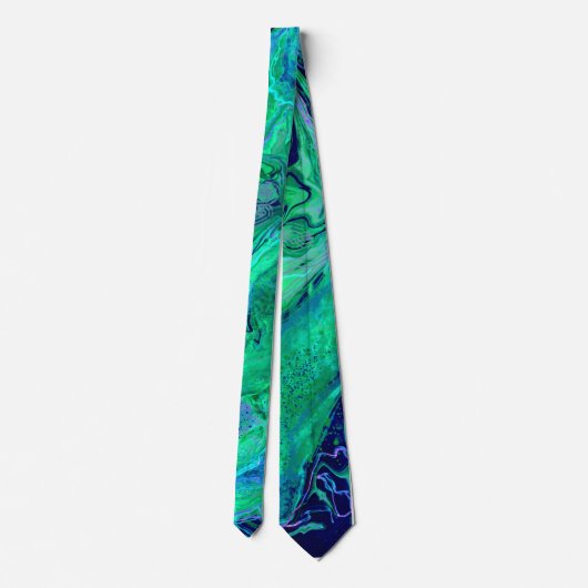 Modern Aqua Green Marble Swirl Art Pattern Stropdas (Achterkant)