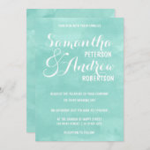 Modern aqua green waterverf Wedding Kaart (Voorkant / Achterkant)