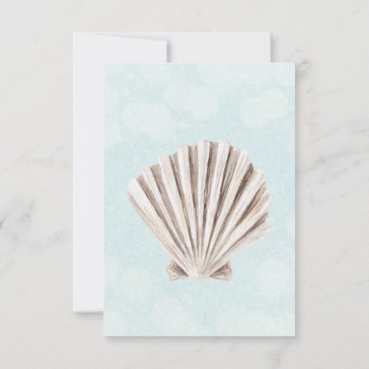 Modern Aqua Ocean & Shells Wedding Save The Date (Achterkant)