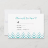 Modern Aqua Ombre Chevrons Responskaarten RSVP Kaartje (Voorkant)