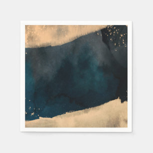 Modern Aquarel Blauw & Perzik Koraal Chic Bruiloft Servet
