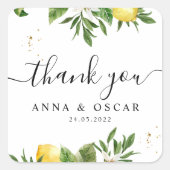 Modern Aquarel Gele Citroenen & Blad Vierkante Sticker (Voorkant)