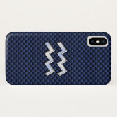 Modern Aquarius Sign on marvy blue koolstofvezel Case-Mate iPhone Case (Achterkant (horizontaal))