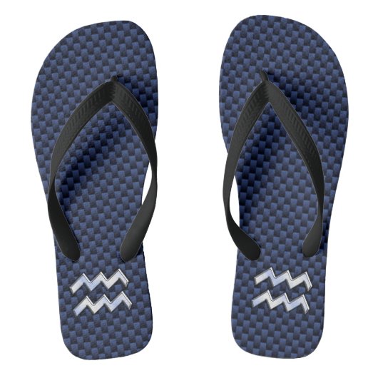 Modern Aquarius Sign on marvy blue koolstofvezel Teenslippers (Voetbed)