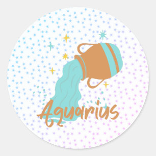 Modern Aquarius Water Bearer Zodiac  Ronde Sticker