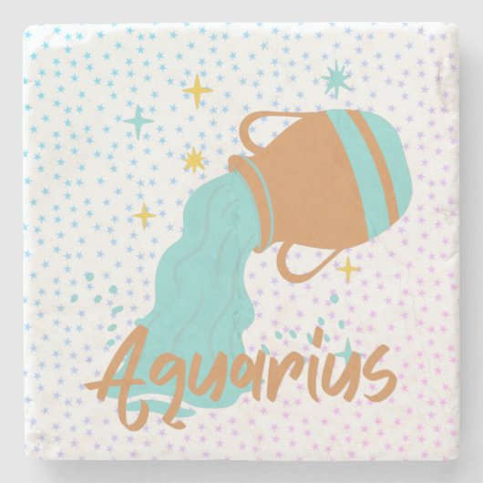 Modern Aquarius Water Bearer Zodiac Stenen Onderzetter (Voorkant)