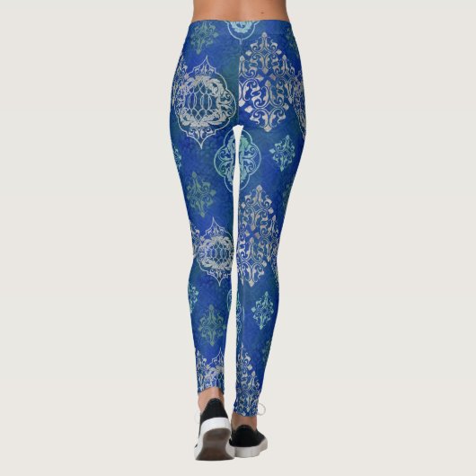 Modern Arabesque Moroccan Tegel BOHO Art Pattern Leggings (Achterkant)