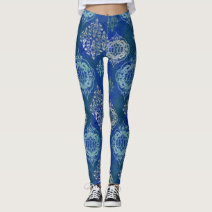 Modern Arabesque Moroccan Tegel BOHO Art Pattern Leggings