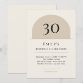 Modern Arch 30th Birthday Dinner Party Invitation Kaart (Voorkant / Achterkant)