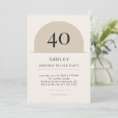 Modern Arch 40th Birthday Dinner Party Invitation (Debout devant)