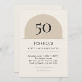Modern Arch 50th Birthday Dinner Party Invitation (Devant / Derrière)