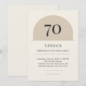 Modern Arch 70th Birthday Dinner Party Invitation (Devant / Derrière)