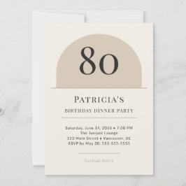 Modern Arch 80th Birthday Dinner Party Invitation Kaart
