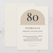 Modern Arch 80th Birthday Dinner Party Invitation Kaart (Voorkant / Achterkant)