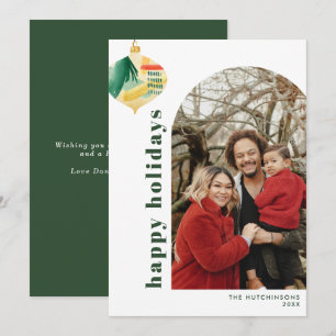 Modern Arch & Abstracte Waterverf Ornament Foto Feestdagenkaart