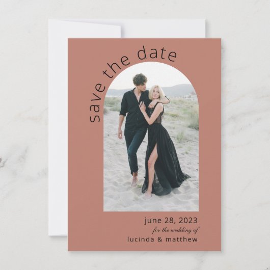 Modern Arch Boho Wedding Save the Date (Voorkant)