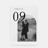 Modern Arch Couple's Foto Bruiloft Tafelnummer Acryl Bord (Voorkant)