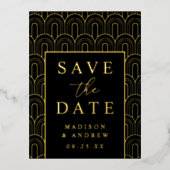Modern Arch Deco Wedding Save the Date Folie Uitnodiging Briefkaart (Voorkant)