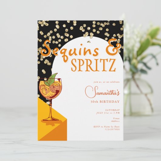 Modern Arch Elegant Sequins Spritz Summer Birthday Kaart (Staand voorkant)