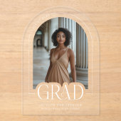 Modern Arch Foto Acryl Afstudeerder Aankondiging Acryl Uitnodigingen (Voorkant)