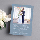 Modern Arch Foto Dusty Blue Wedding Bedankkaart