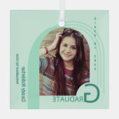 Modern Arch Green Photo Afstuderen Glas Ornament (Achterkant)