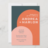 Modern Arch Groovy Retro Wedding Kaart (Voorkant)