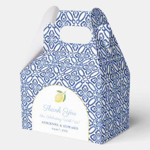 Modern Arch Italian Lemon Blue Tegels Wedding Bedankdoosjes