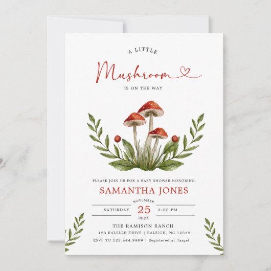 Modern Arch Little Mushroom Baby shower Kaart (Voorkant)