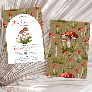 Modern Arch Little Mushroom Baby shower Kaart