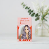 Modern arch makeup blush red photo qr code logo visitekaartje (Staand voorkant)