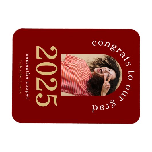 Modern Arch Photo 2024 Afstudeerder Maroon Aankond Magneet (Horizontaal)